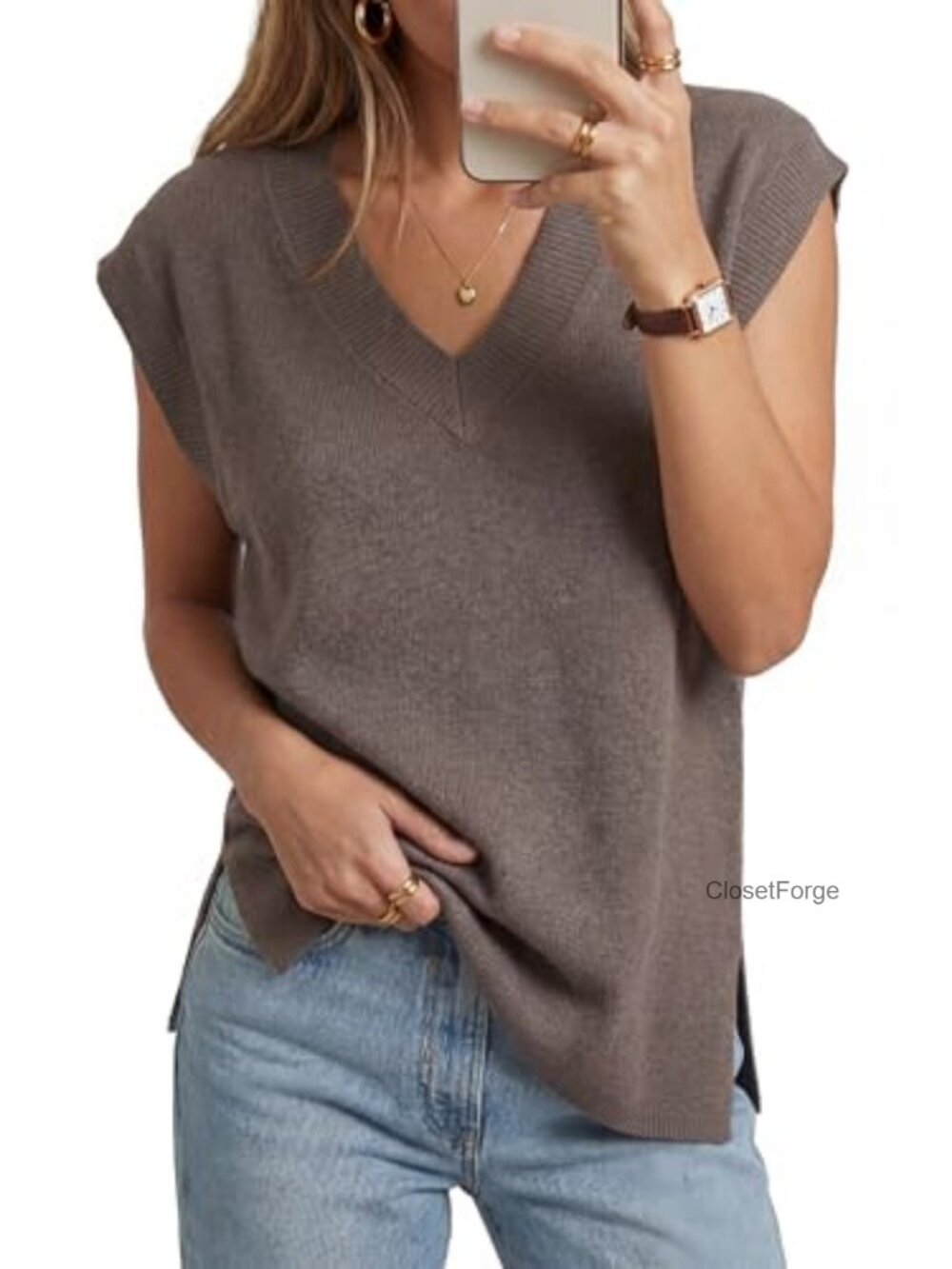 Wool Blend Relaxed Sleeveless Casual Sweater Vest
